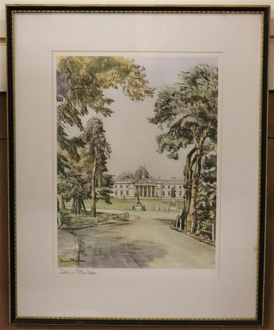 G. Cuitt - 3 dry point etchings of Chester and Renis Flanders, 2 signed prints of Sandhurst (5)